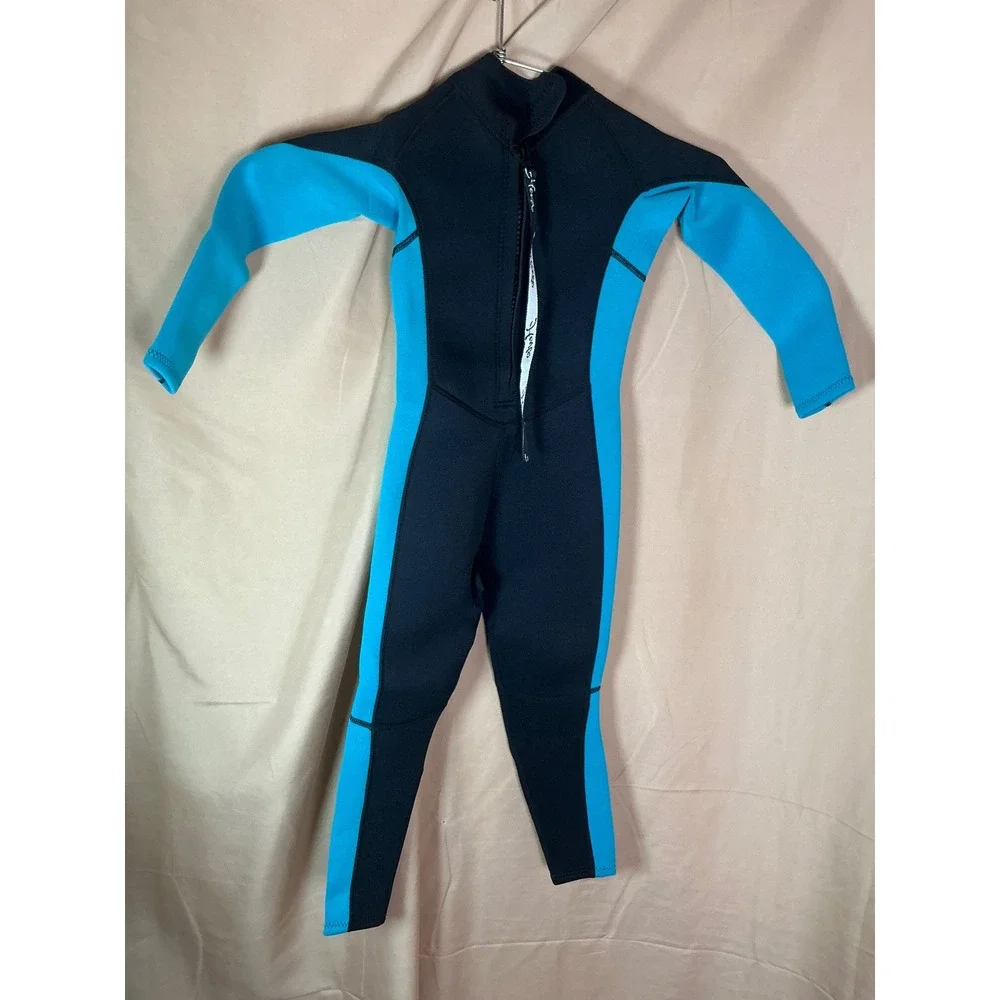 Hevto Wetsuit Kids 6 Blue Excellent 3/2mm‎ Neoprene Full Suit Thermal Back Zip